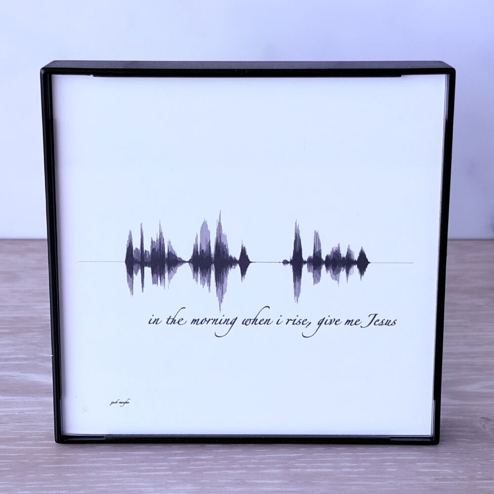 NEW In The Morning Soundwave Framed Wall Art 4x4in Black White Christian Hymn